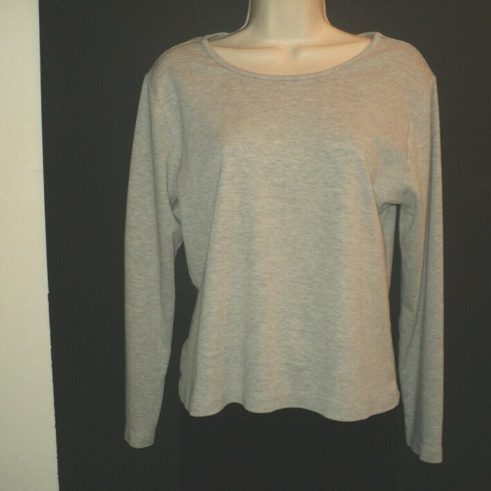 Delicates Sleepwear or Casual Top Size L Gray Long Sleeves Scoop Neck